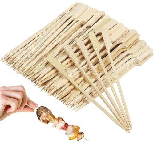 KEWUF 100pcs Pic Brochette Bois, 12cm Brochettes Fingerfood en Bambou, Mini Barbecue, Pique Apéritif, Pour Brochettes à Fruits, Brochettes en Bambou pour Cocktails Apéritifs Grillades Barbecues