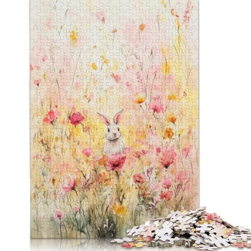 Puzzle per adulti 1000 pezzi Coniglio in un prato di fiori selvatici Puzzle per adulti Gioco educativo Sfida Giocattolo 1000 pezzi (75x50 cm)