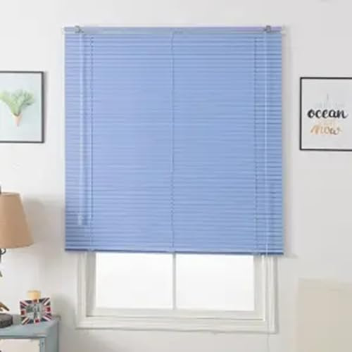 Aluminium Jalousie Sichtschutz blau Blätter Blendschutz Lichtschutz Sonnenschutz für Fenster und Türen Sichtschutz vorhänge 25mm Lamelle Venezianische Horizontal (W90cm×H210cm)
