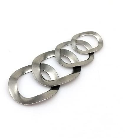 Arandelas onduladas, 50 piezas M3 M4 M5 M6 M8 M10 M12 M14 M16 M19 M22 M25, acero inoxidable 304, arandela elástica de cresta tres ondas for ejes cojinetes(M10x15x0.3)
