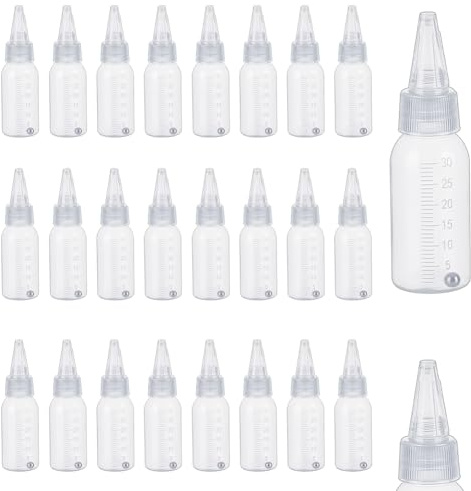 nbeads 24 Stück Airbrush Farbflaschen, 30ml (1.01fl. Oz) Kunststoff Farbbehälter Mit Kugel Farbaufbewahrungsflaschen Für Kunsthandwerk Farbzubehör, 2.9x10.1cm