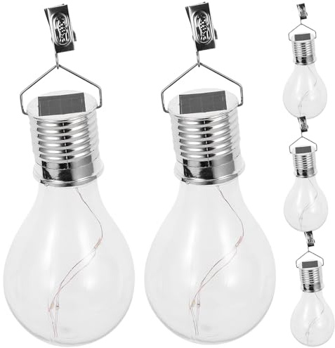 COHEALI Bombillas Solares LED Colgantes Transparentes 5 Piezas Luz Cálida para Jardín y Exterior Batería Recargable por Energía Solar Decoración para Patio y Camping