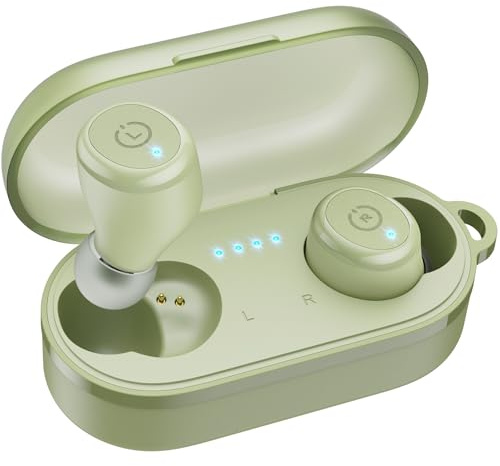 TOZO T10 2026 Bluetooth 5.3 Earbuds True Wireless Stereo Earphones Headphones IPX8 Waterproof in Ear Wireless Charging Case Built in Mic Headset Premium Sound with Deep Bass for Running Sport (Green) | Stereo Sound, EQ Adjustment 55 Hours Playback, Supports Wireless Charger and USB Type C IPX8 for Sports and Travel