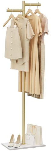 ENUMAIL Metall Freistehend Garderobenständer, Jackenständer für Kleidung, Garderobe mit NatüRliche Stabile Felsbasis, 175cm Modern kleiderständer Passend für EingäNge, Korridore, Hallen, Goldene