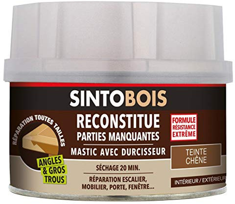 SINTO Wiederherstellung von Holz für fehlende Teile, helle Eiche – 60 g/8 g – repariert, erneuert und stellt einen fehlenden Teil des Holzes wieder her – einfach aufzutragen – schnelle Haftung