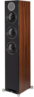ELAC Debut Reference Floor Standing Speakers, Walnut or Oak Single Tower Speakers for Home Theater, Black Baffle with Walnut Sides
