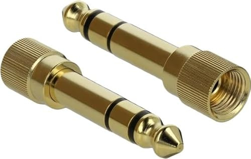 DELOCK Spiralkabel Verlängerung 3,5 mm 3 Pin Klinkenstecker zu Klinkenbuchse mit 6,35 mm Schraubadapter 5 m