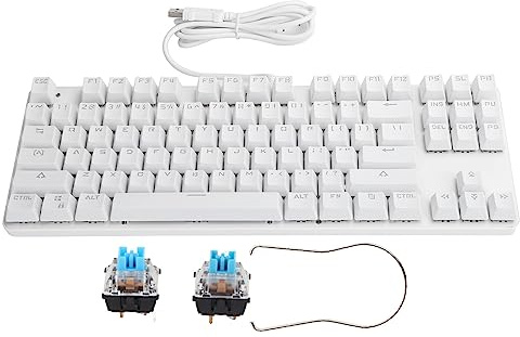 Dilwe Mechanical Keyboard, 87 Keys Blue Switch Mechanical Keyboard, USB2.0 Wired Colorful Full Backlight Gaming Keyboard Office Supplies Computer Parts