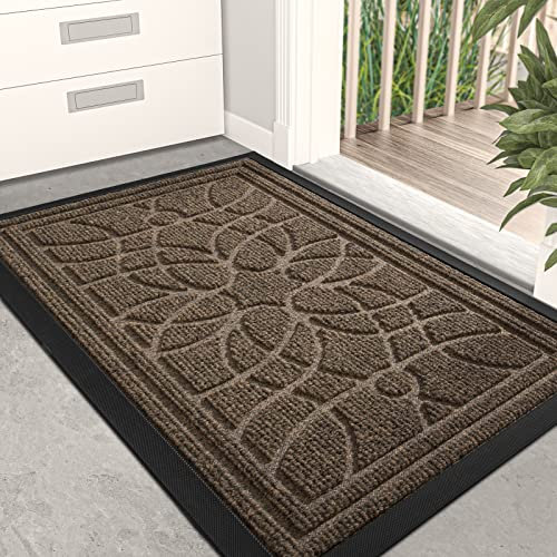 DEXI Felpudo Entrada Casa 44 x 75 cm, Felpudos Exterior Antideslizante y Lavable, Impermeable Alfombra Atrapar Suciedad para Puerta Principal, Balcón, Jardín, Marrón