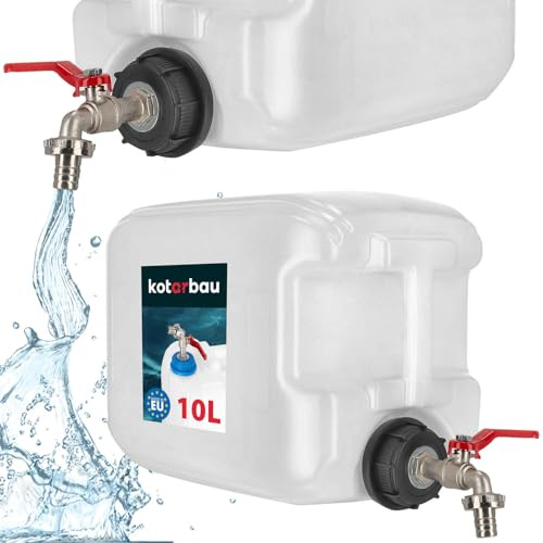 KOTARBAU® Wasserbehälter mit Hahn 10 Liter Wasserkanister Trinkwasserkanister Wassertank Kunststoffkanister Survival Camping Zubehör Trinkwasser Kanister Wasserspender Metallhahn