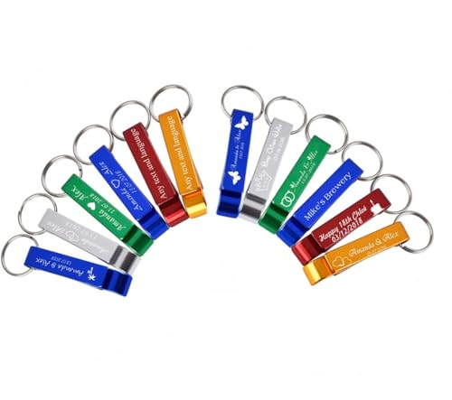 WOMB Llavero abrebotellas grabado personalizado, llavero con nombre, regalo de fiesta de boda, fiesta de novia, despedida de soltero, regalo de dama de honor, personalizado (50 unidades)