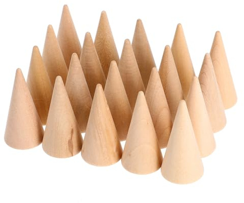 GAROZATION 20 Stück Holzkegel Ringhalter Schmuckständer Kegel Mit Flacher Basis Abnehmbar Zur Ringpräsentation Und Schmuckaufbewahrung Für Zuhause Und Geschäft