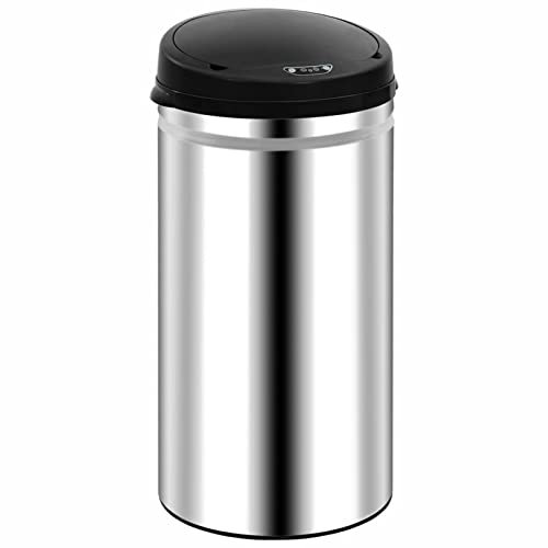 Gecheer Poubelle à Capteur Automatique 50 L Acier Inoxydable, Poubelle de Cuisine avec Compartiments pour Salle de Bain, Chambre, Salon, Hôtel, Restaurants, Bureau à Domicile