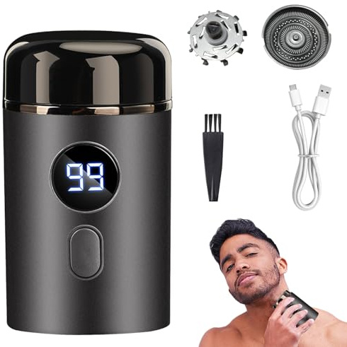 Xerteam Mini Afeitadora Eléctrica, Mini Afeitadora Eléctrica Portátil para Hombres, Afeitadora Multifuncional Silenciosa e Impermeable, Fácil de Recortar Afeitadora de Zona Íntima Recargable por USB