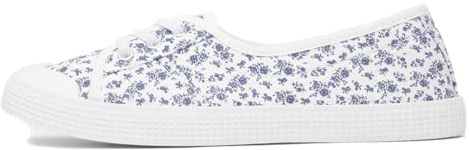 Lilley Women's White Floral Slip On Canvas Shoe - Size 6 UK - White