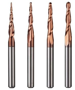 DAISHUJIE Fresa a Candela 4 Pezzi/Lotto in carburo di tungsteno Pieno, Dimensioni in Pollici 3,175 mm, Punte for Fresa a Punta sferica conica, Fresa for Legno e Metallo(4PCS-D3.175-HSi)