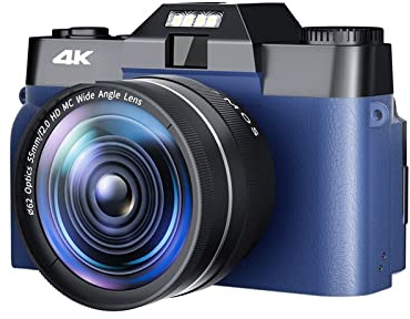 Camescope Numerique, Appareils photo numériques Vintage à mise point automatique for la photographie objectif grand Angle 52mm 4K caméscope en continu Compact enregistreur Vlog rétro(128G TF Card,NA-U