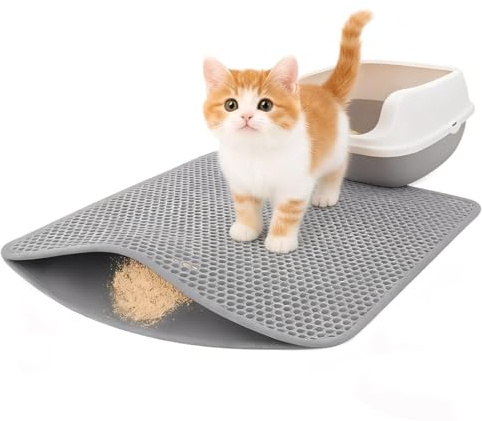 OIXEYA Tappetino Lettiera Gatto con Design a Nido d'Ape Tappeto Lettiera Gatto EVA Doppio Strato Facile da Pulire, 35x60cm