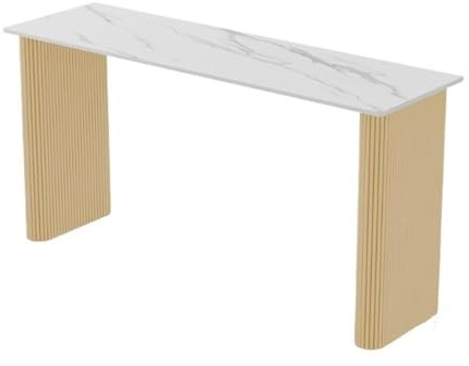 Bartabeller Home Rock Slab Barbord med metallben Kommersiellt balkongbord långt smalt bänkhöjd Bar Bordets Högbord(Gold)