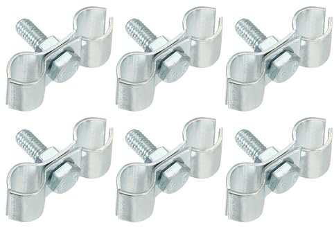 sourcing map 6pcs Chain Link Fence Panel Clamps 25/64 Galvanized Dog Kennel Clamps Fence Connector Temporary Dog Cage Hardware Parts with Bolts and Nuts for Round Pipe Panel Frame Cage