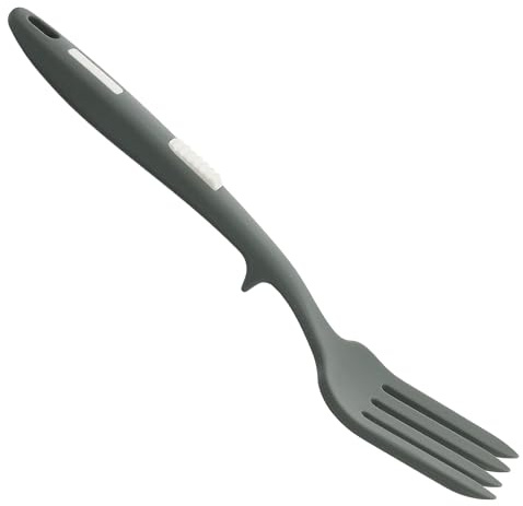 FOMIYES Fourchette à Pâtes Cuisine en Silicone Gris Vert, Grosse Fourchette Ergonomique Antiadhésive Résistante à L'usure, Ustensile Pratique pour Spaghetti et Salade, Compatible Usage
