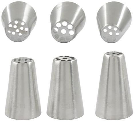 Seimneire 3 Pcs Grass Piping Tips, Stainless Steel DIY Piping Nozzles Seamless Grass Piping Tools, Icing Nozzle Tool for Cake Decorating/Cupcakes Cookies Desserts