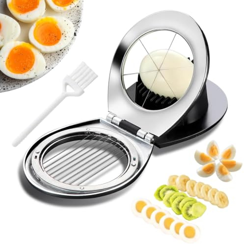 Quorumsg Tagliauova in Acciaio Inox, 2-in-1 Taglia Uovo Sode, Taglia Uovo Professionale per Egg, Tagliauova Lavabile in Lavastoviglie per Tagliare Egg, Banana, Fragola, Kiwi, Frutta