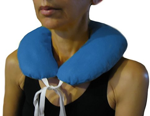 CORNETTO -Blu- Cuscino Termico Riscaldante con Noccioli di Ciliegia per Collo, Spalle e Schiena, Sostegno Cervicale, Fascia Scaldacollo, Supporto Nuca Antistress, Riscaldabile in Microonde