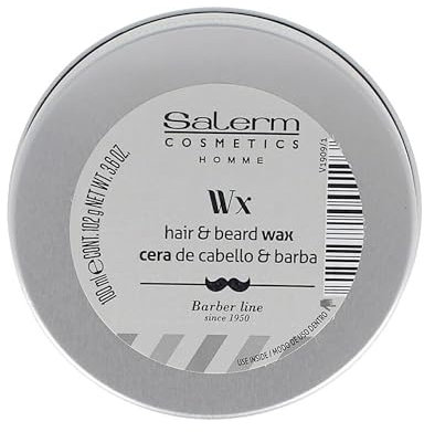 SALERM - Cera para el Pelo Hombre - Homme Barber Line - 100 ml - para Cabello, Barba y Bigote - Fijación Fuerte y Brillo Medio - con Activos Hidratantes - Conserva el Peinado más Tiempo