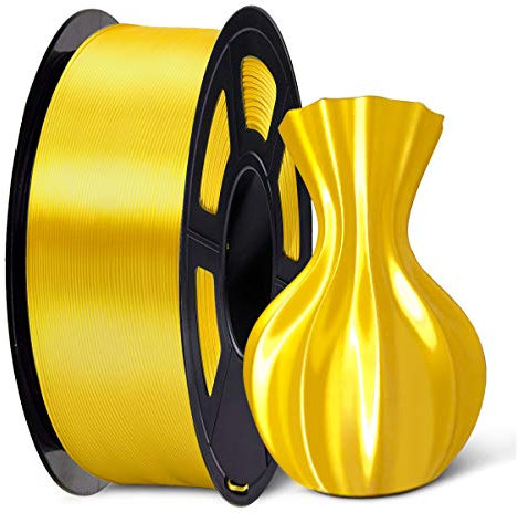 SUNLU PLA Plus Shiny Silk 3D Drucker Filament 1.75mm, Silk PLA+ 3D Druck Filament mit Seidenglattes Finish, Gute Farbwiedergabe, Maßgenauigkeit +/- 0,02mm, 1kg(2.2lb) Spule, PLA+ Silk Gelb
