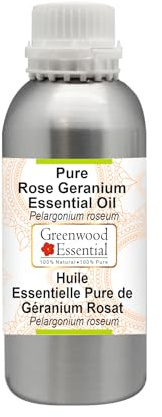 Greenwood Essential Huile essentielle de géranium rose pure (Pelargonium roseum) distillée à la vapeur 300 ml