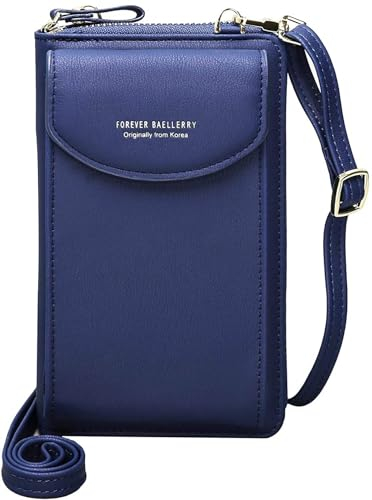 RRANCharltu Crossbody Tasche Handytasche Brieftasche Damen Umhängetasche Geldbörse mit Credit Card Slots für Frauen (Blau)