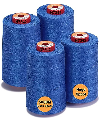 New brothread - 28 Opzioni - 4 Grandi Bobina di 5000M per tutti gli usi Filo da Cucito in Poliestere 40S/2 (Tex27) per Cucito, Quilting, Patchwork, Serger e Overlock - Patriot Blue