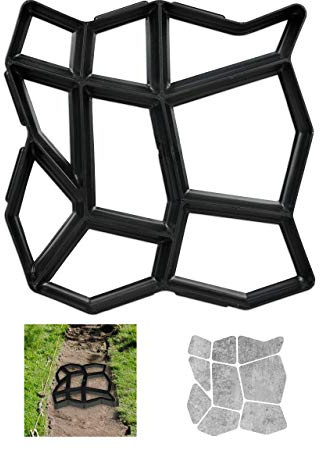 Relaxdays Pflasterform, 9 Kammern, HBT 4x42x42cm, Pflastersteine streichen, Garten Trittplatten, Beton Gießform, schwarz