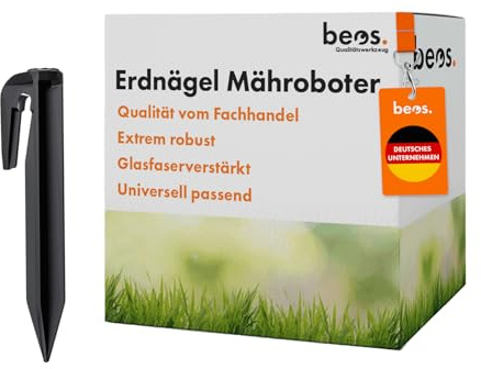 beos Erdnägel für Mähroboter Begrenzungskabel - 100 Stück | Glasfaserverstärkte Erdhaken - Kompatibel mit Rasenroboter Worx, Gardena, Husqvarna, Bosch, Stihl