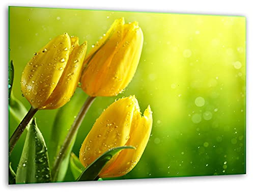 TMK, Tabla de cortar de cristal, 40 x 30 cm, con diseño de tulipán