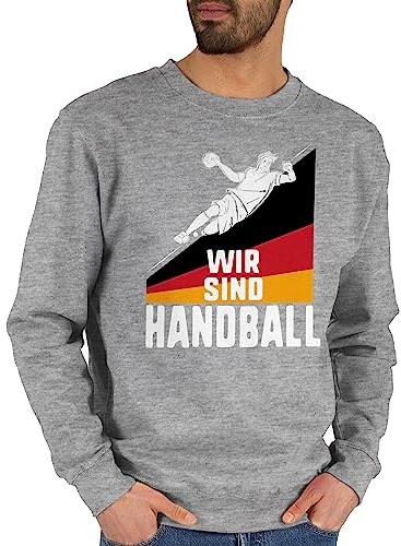 Sweater Pullover Sweatshirt Herren Damen - Handball EM 2026 Trikot Ersatz - Wir sind Handball! Deutschland - L - Grau meliert - handballer nationalmannschaft pulli hanball halbball handball.