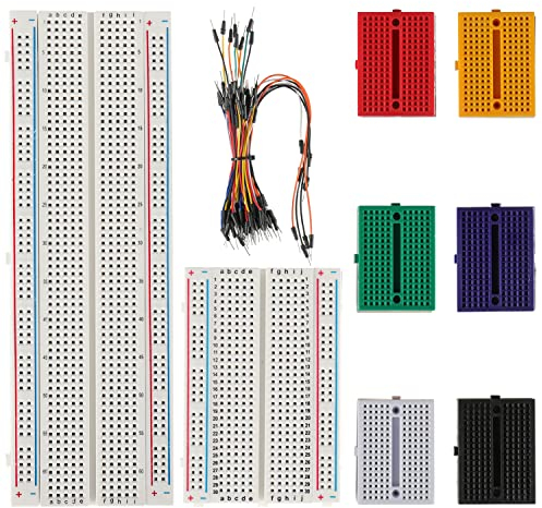 BOJACK Breadboard Kit - Solderless Breadboard (830 & 400 & 170 Tie Points) & 65 Pcs Flexible Jumper Wires (4 Values, 73 Pcs)