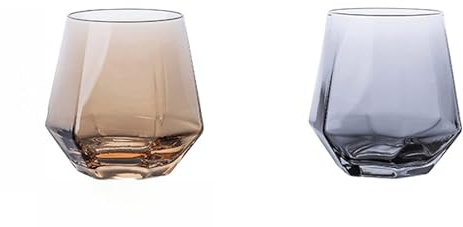 TOMYEUS Vasos de Cristal Copa de Cristal Colorido Juego de 2 Piezas 10 onzas de Vidrio sin Plomo Adecuado for Whisky Vidrio de café Bebida Bebida doméstica Conjunto de Bebidas Mixtas Vasos de Whisky