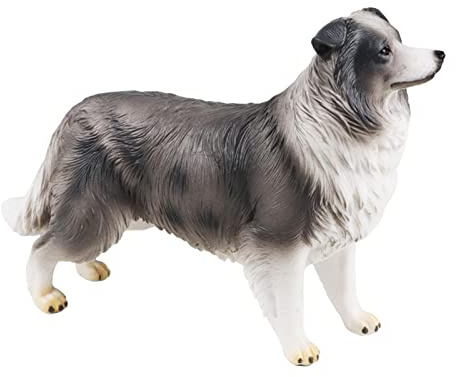 Jomewory Dog Statue, Realistic Detailed Border Collie Shape Puppy Figures, Hand Painted Emulational Tiny Dogs Animals Toy for Cake Toppers,