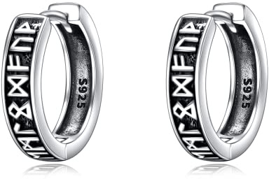 YFN Schwarze Ohrringe Herren 925 Sterling Silber Wikinger Rune Schwarz Ohrringe Geburtstag Geschenke für Männer Frauen (1)