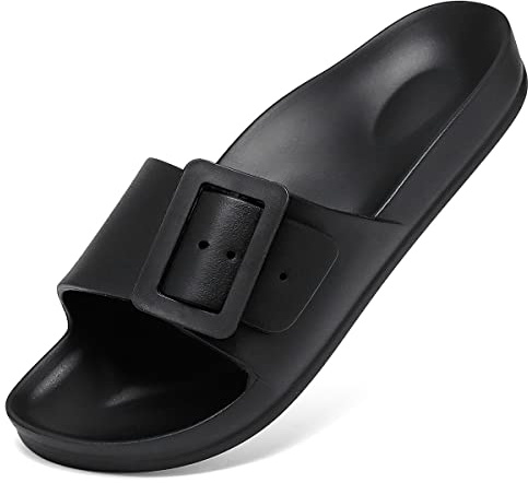 Cloud Slides for Women with Arch Support Pillow Soft Recovery Sandals Lightweight Summer Beach Slippers Non-Slip Shower Shoes Black 39