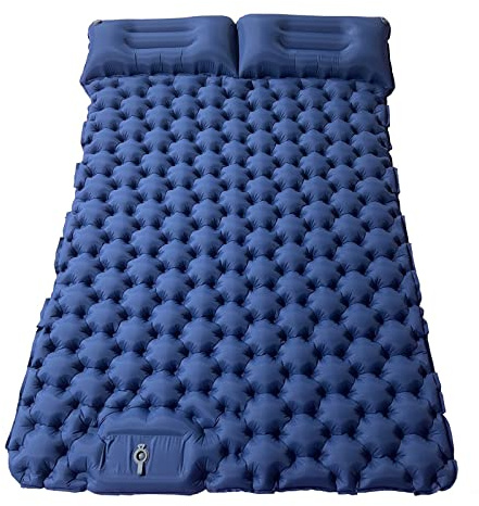 mumisuto Isomatte Selbstaufblasend 2 Personen, Größere Luftmatratze Camping mit Fußpresse Pumpe & Kissen 196 × 125 × 9 cm, Isomatte Ultraleicht für Camping Rucksackreisen Wandern Reisen Zelt