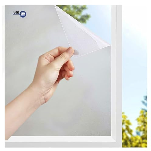 vgoltd Frosted Window Film Self Adhesive – Privacy Window Film for Glass Windows & Doors – Opaque Frosted Glass Effect Vinyl for Bathroom, Office & Home – Easy-to-Apply Privacy Film (30 x 200 cm)