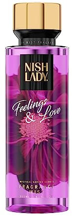NishLady Body Mist - Fragrance Mist - Body Spray - Profumo per il corpo - 260 ml - Scelta perfetta per rinfresco quotidiano e momenti speciali (260 ml (confezione da 1), Feeling & Love)