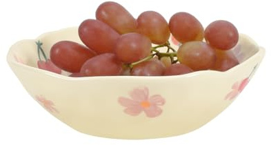 Koythin Ensaladera individual de cerámica, color rosa, cereza, crema, amarillo