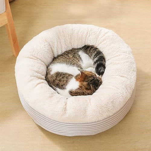 RAEF Warmes Katzenbetthaus, rundes Katzenbett, Schlafmatte, Haustierkissen, Welpennestschale für kleine Hunde und Katzen