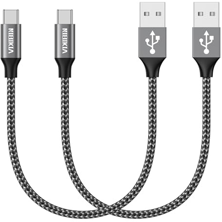 NIBIKIA USB C Kabel [0.5M+0.5M] 3.1A Ladekabel USB C Schnellladekabel | Nylon USB A auf USB C Ladekabel für Samsung Galaxy S25 24 23 S22 S21 S20 S10,iPhone 17 16 15 Pro Max