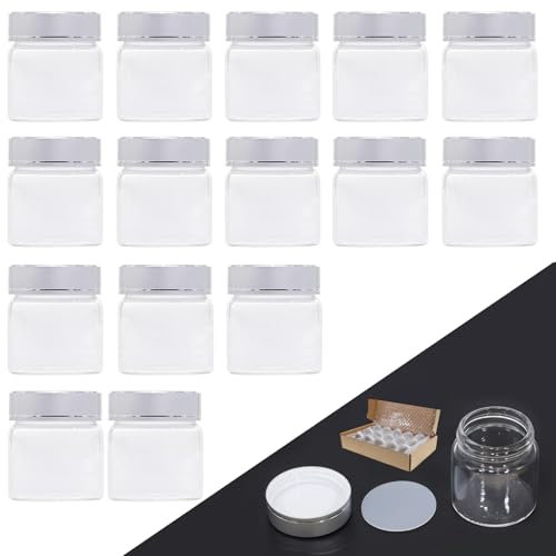 MEETGIFT 15pcs 50ml Einmachgläser mit deckel gläser mit schraubdeckel für Schönheitsprodukte Haushaltsartikel (15pcs_Silber)