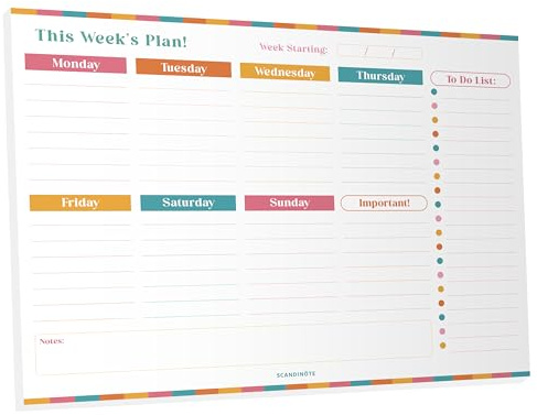 A4 Undated Weekly Planner Pad – 52 Sheet Desk Pad with To-Do List & Notes, 100gsm Recycled Paper, Minimalist Organizer, UK Made